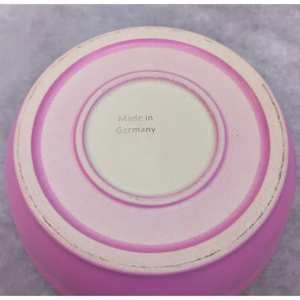 Vintage German Heavy Pink Ceramic Mixing Bowl 2.5 Quarts 1950s Farmhouse Decor